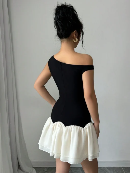 SHEIN Raffinéa Dark And Light Color Block Woven Twill Splicing Organza Design - Image 2
