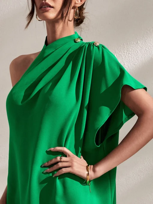 SHEIN Belle One Shoulder Split Hem Dress - Image 4