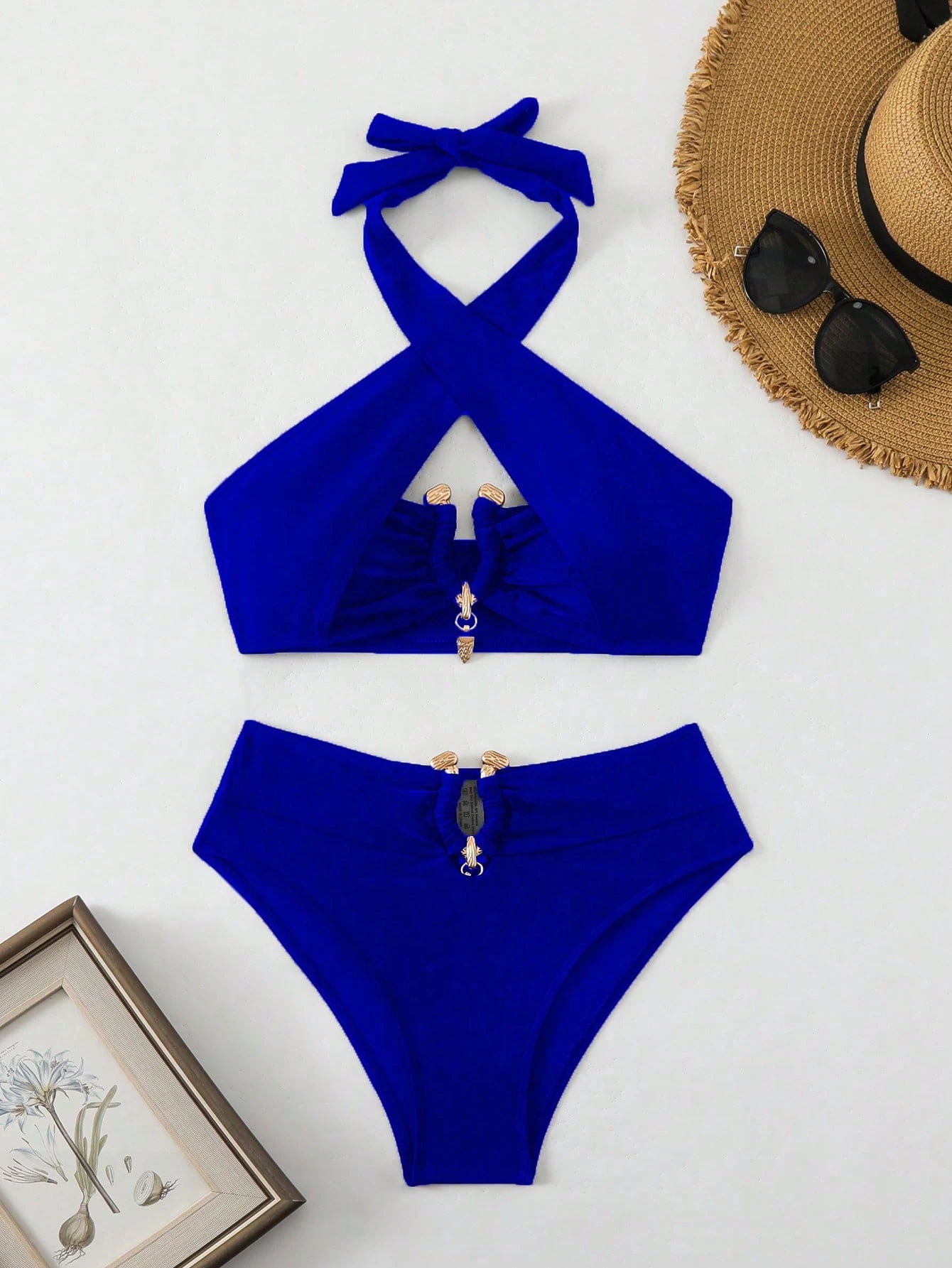 SHEIN Swim SXY Summer Beach Resort Metal Detail Halter Bikini Set - Image 3