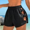 SHEIN Swim Vcay Women's Solid Color Bow Tie Casual Beach Shorts