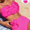 SHEIN Swim Women's Summer Beach Hot Pink Solid Color 3D Flower