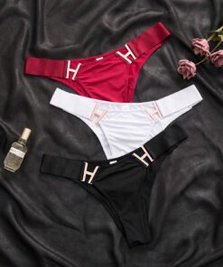 Shein Underwear&Sleepwear Basics 3pack Solid Metal Decoration Panty