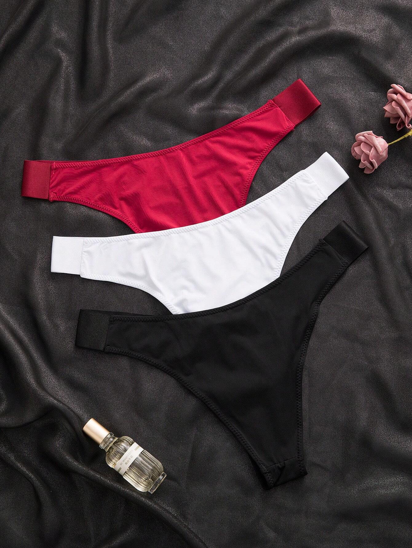 Shein Underwear&Sleepwear Basics 3pack Solid Metal Decoration Panty - Image 2