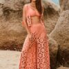 Swim Oasis 3pcs Set V-Neck Hollow Sexy High-End Elegant Pants Burnout Craftsmanship Sleeveless