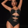 SHEIN Swim Vcay Women's Hollow Star Decor Solid Color Bodysuit