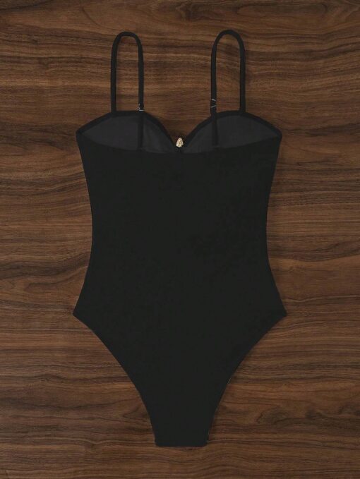 SHEIN Swim Vcay Women's Hollow Star Decor Solid Color Bodysuit - Image 3