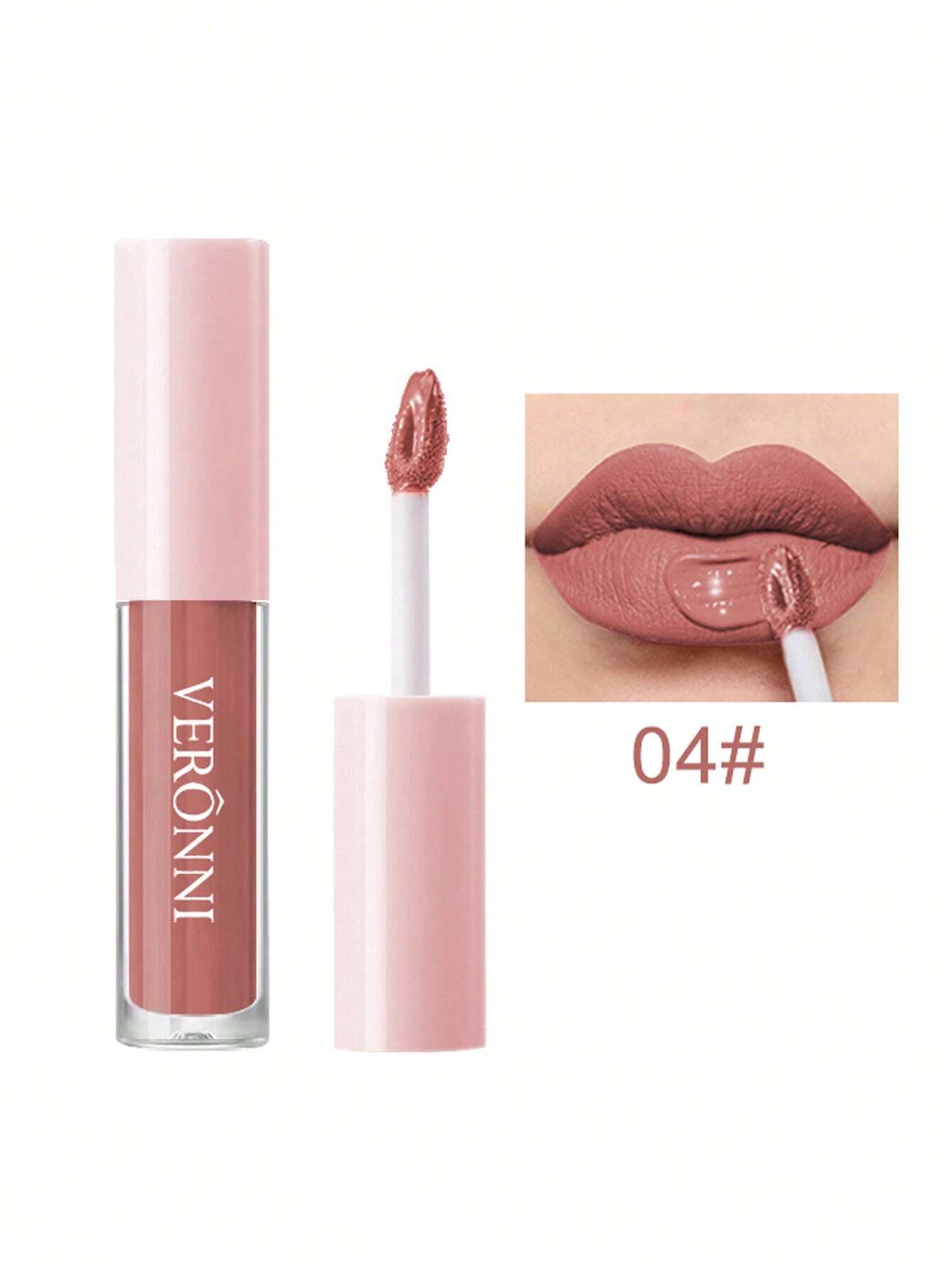 VERONNI Waterproof Long-lasting Matte Lip Gloss 04 Non-Stick Cup Lip Cream