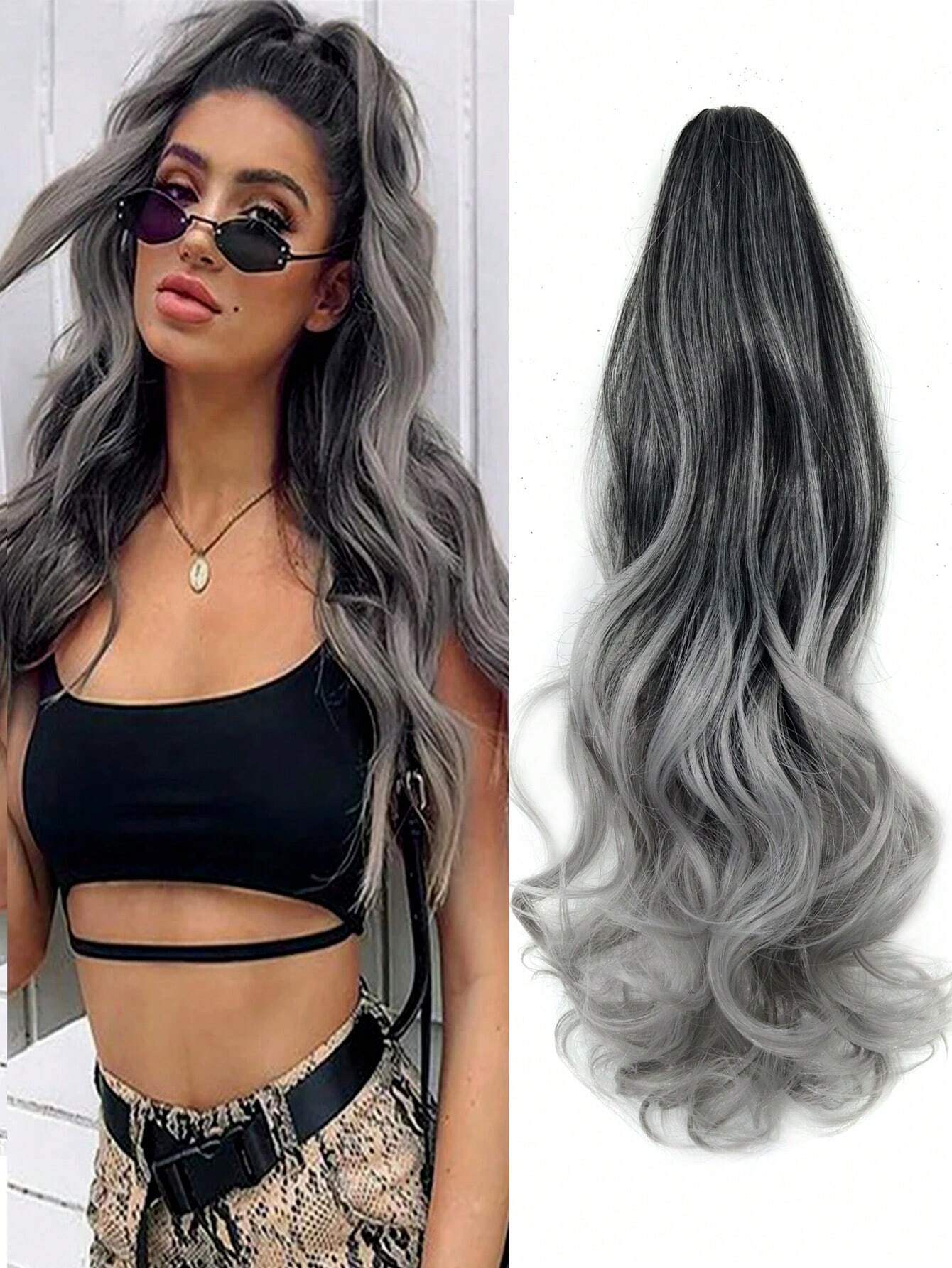 SHEIN amir hair 22Inch Synthetic Long Curly Ponytail Hair Extension