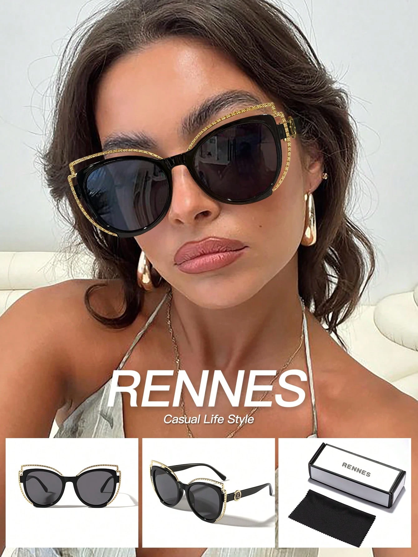 RENNES Rennes 1 PC Women's Light Luxury Elegant Cat Eye