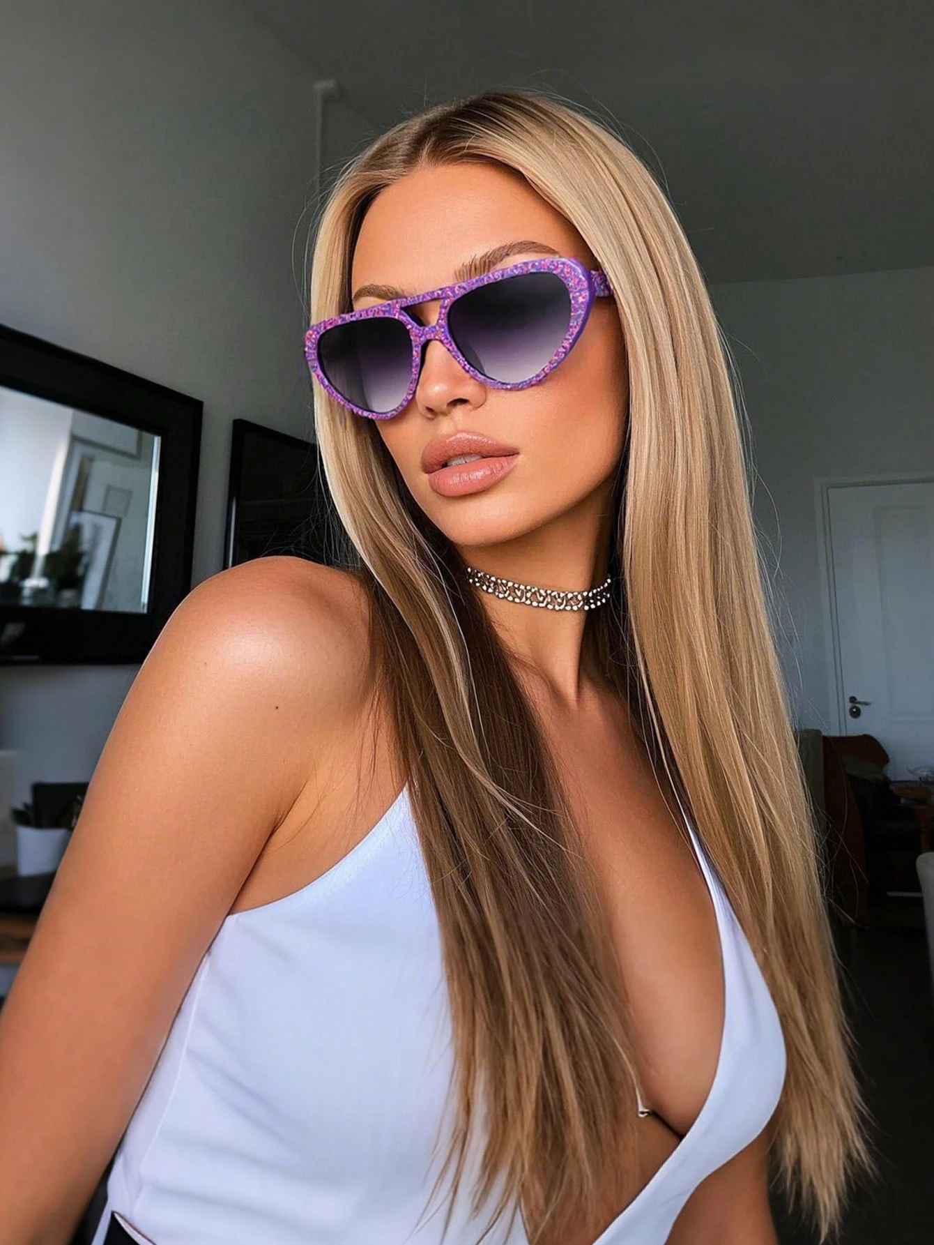 SHEIN Vintage Retro Pilot Style Plastic Fashion Glasses