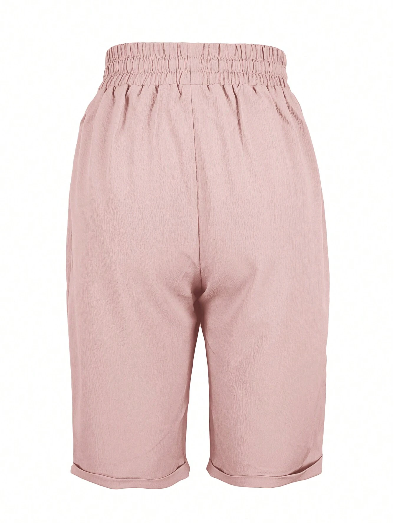 SHEIN Women Solid Color Drawstring Waist Pockets Casual Shorts - Image 2