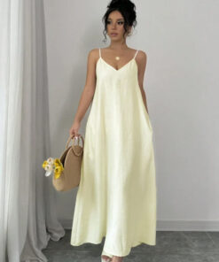 SHEIN Rafferiza Adjustable Strap Loose White Long Cami Dress