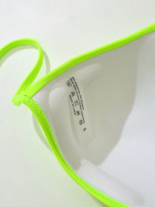 SHEIN Swim Basics Women Fluorescent Green Halter Neck Bikini - Image 2