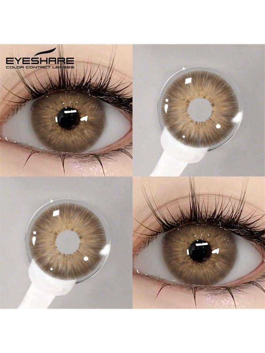 SHEIN 1 Pair Purple Gray Colored Contact Lenses Eye Makeup 14.2mm Yearly Use