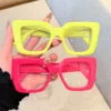 SHEIN 1pc Women's Fashionable Square Cat Eye Large Frame Colorful Stylish Glasses