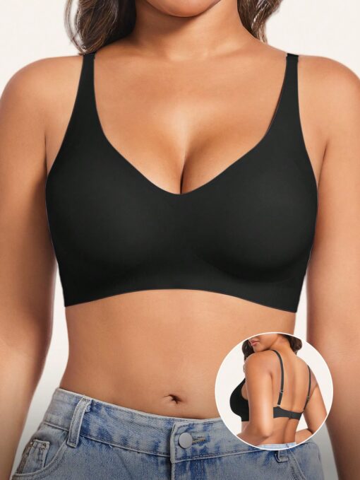 Women's Deep V-Neck Comfortable Wireless Push-Up Bra