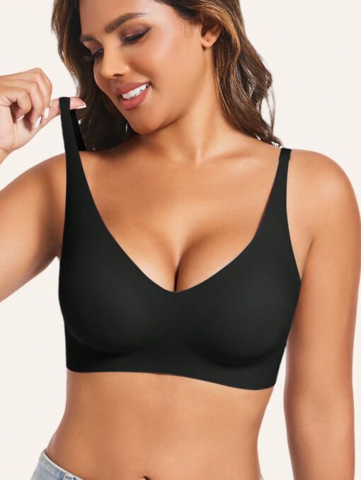 SHEIN Women's Deep V-Neck Comfortable Wireless Push-Up Bra - Image 4