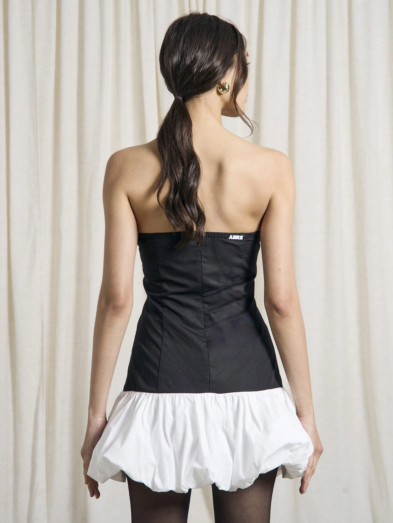 AiiRZ Color Block Plunge Bandeau Bubble Hem Mini Dress - Image 2