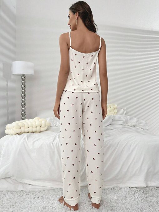 SHEIN Cherry Print Cami Top & Pants PJ Set / Pajama Set - Image 2