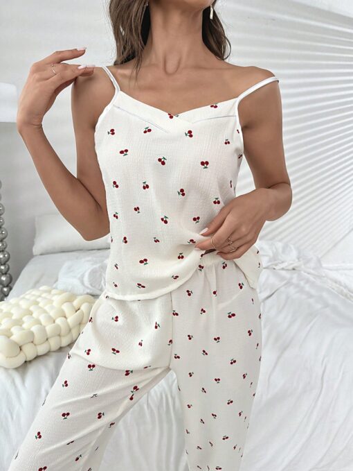 SHEIN Cherry Print Cami Top & Pants PJ Set / Pajama Set - Image 3