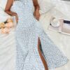 SHEIN Chiquease Ditsy Floral Print Split Thigh Cami Dress