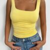 SHEIN Chiquease Summer Casual Solid Color Ruched Slim Fit Square