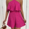 SHEIN Chiquease Women's Shoulder Strap Drawstring Waist Frill Trim Jumpsuit