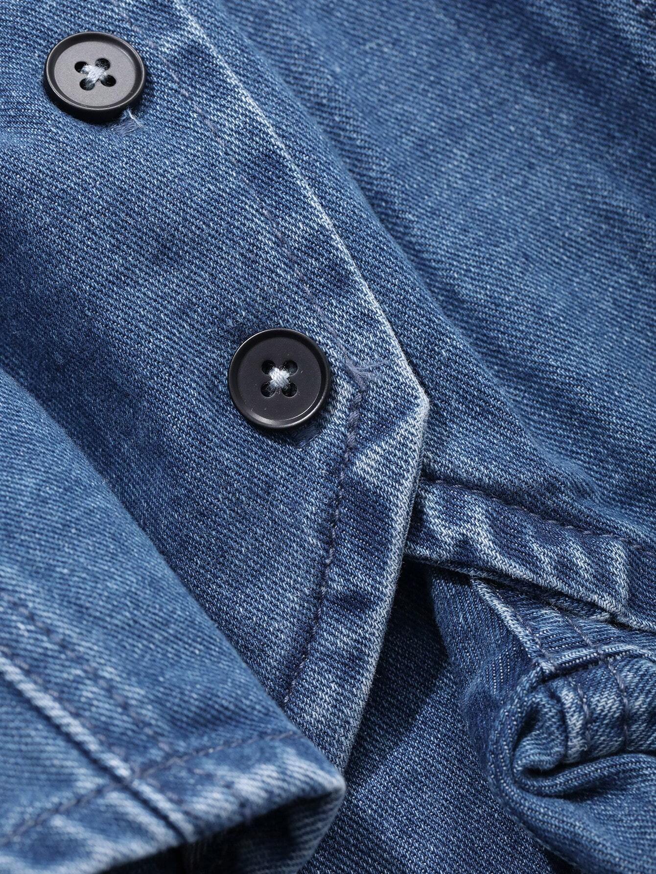 SHEIN Livesso Women Front Button Sleeveless Denim Vest & Wide Leg Pants Set - Image 4