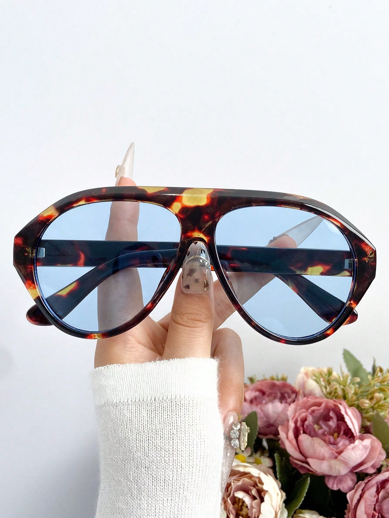 SHEIN New Retro Extra Large Frame Wraparound Fashion Glasses