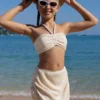 SHEIN 3pcs/Set Tween Girl Halter Bikini Set With Beach Dress