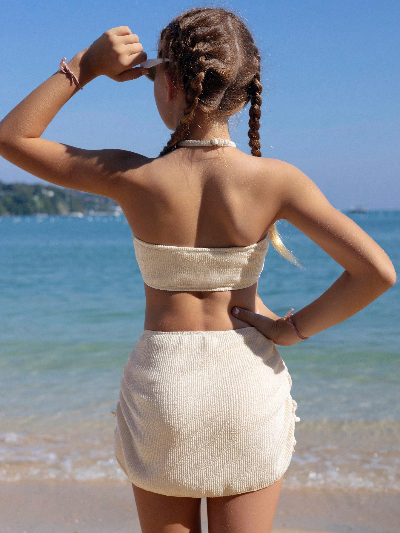 SHEIN 3pcs/Set Tween Girl Halter Bikini Set With Beach Dress - Image 2