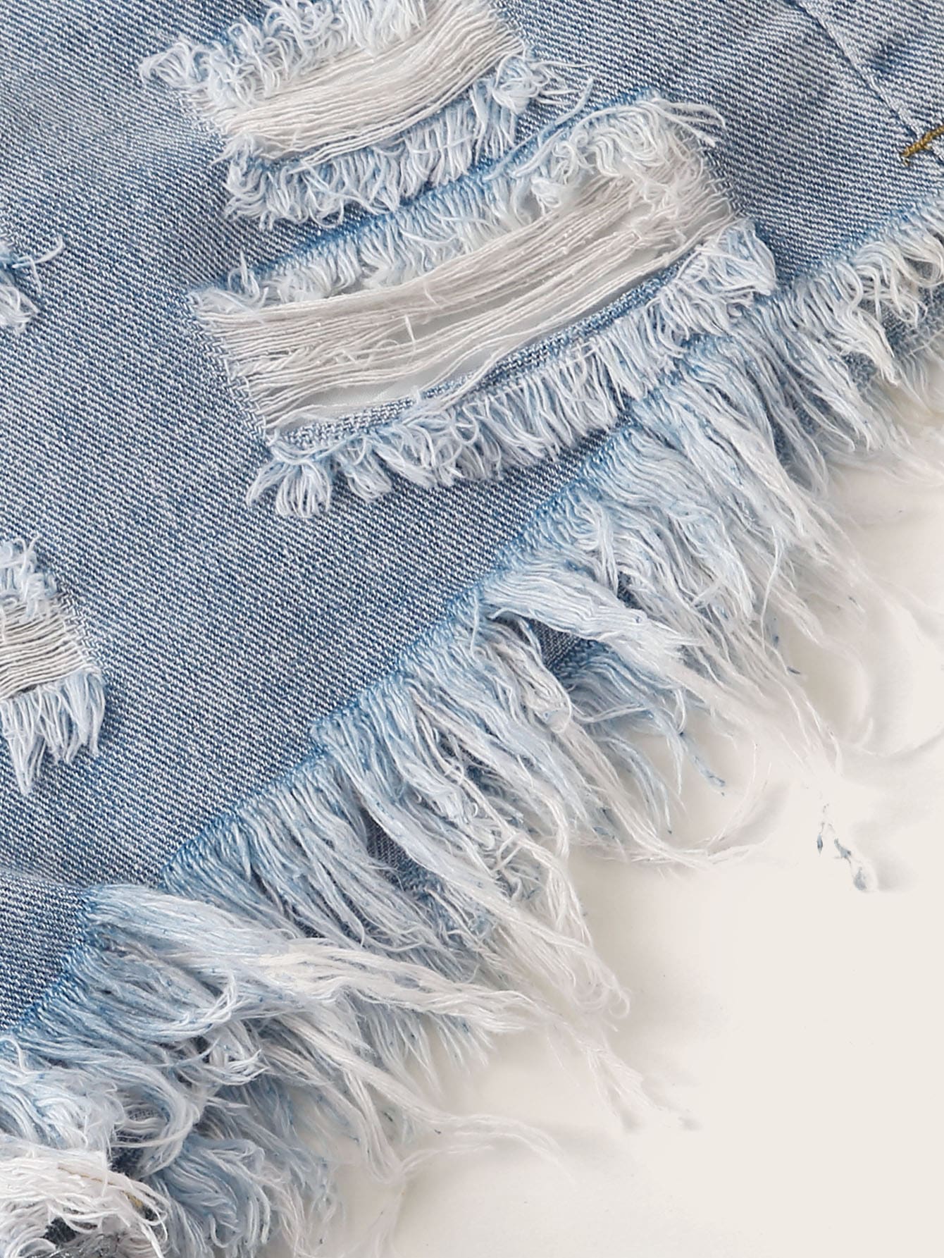 SHEIN EZwear Raw Hem Ripped Denim Shorts - Image 3