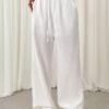 SHEIN EZwear Women's Solid Color Front Tie Pleated Casual Pants