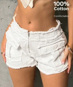SHEIN ICON Raw Trim Flap Pocket Side Cargo Shorts
