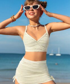 SHEIN Tween Girl Swimwear Set - Cute Holiday Two Pieces Cover-Up Swimwear