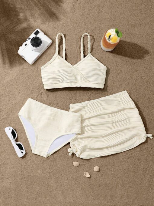 SHEIN Tween Girl Swimwear Set - Cute Holiday Two Pieces Cover-Up Swimwear - Image 3