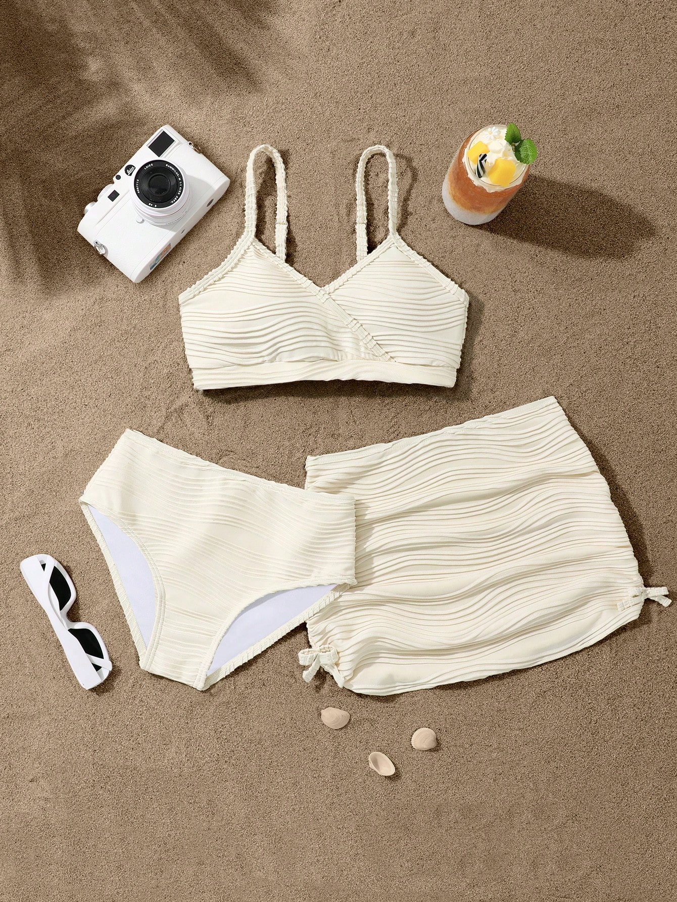 SHEIN Tween Girl Swimwear Set - Cute Holiday Two Pieces Cover-Up Swimwear - Image 3