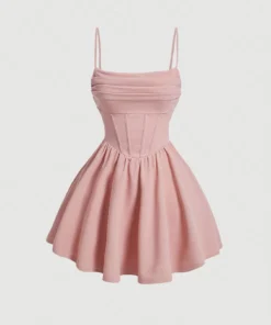 SHEIN MOD Elegant Solid Color Ruched Waist Cami Dress