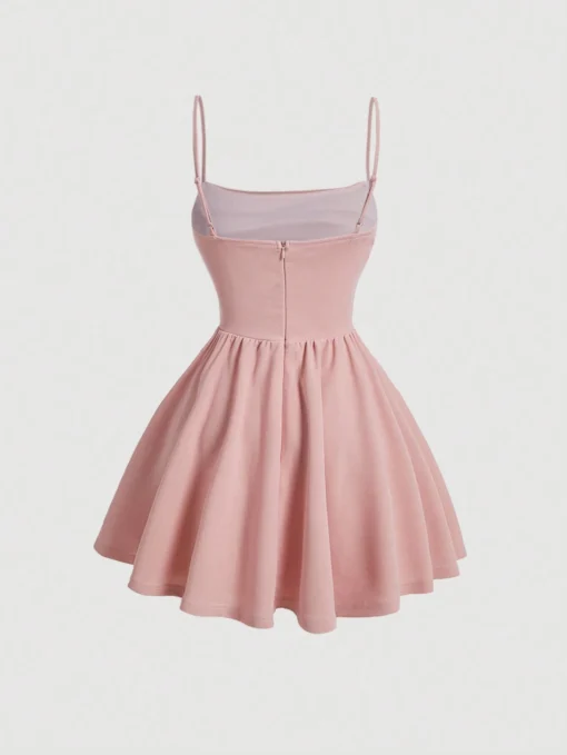 SHEIN MOD Elegant Solid Color Ruched Waist Cami Dress - Image 2