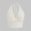 SHEIN MOD Solid Color V-Neck Halter Knit Top For Music Festival