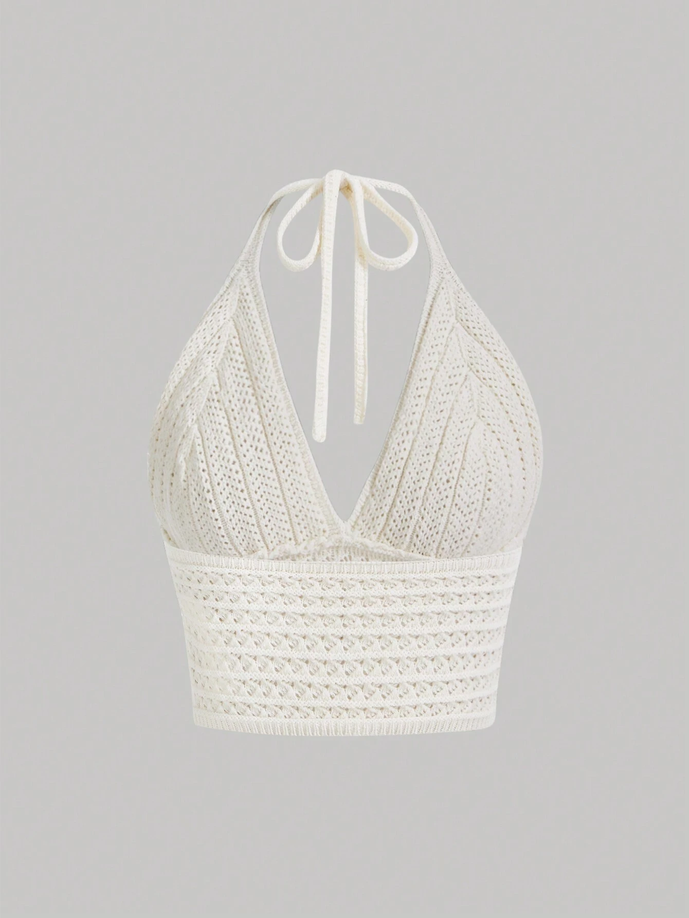 SHEIN MOD Solid Color V-Neck Halter Knit Top For Music Festival - Image 3