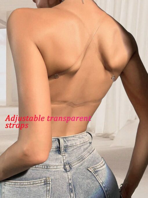 SHEIN Sexy Invisible Shoulder Strap Bra Backless Transparent Strap Push Up Bra - Image 2