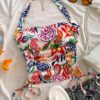 SHEIN Soleia New Vacation Drawstring Neck Design Tank Top