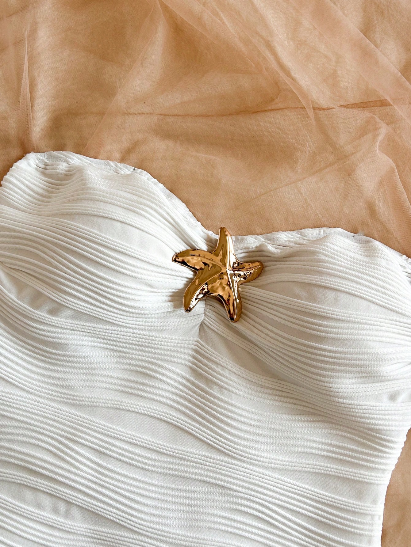 SHEIN Soleia Starfish Print Bodysuit For Women, Fitted Beachwear - Image 3