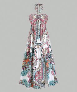 SHEIN Sweetra Bohemian Style Beach Dress, Spaghetti Strap High-End Long Sundress