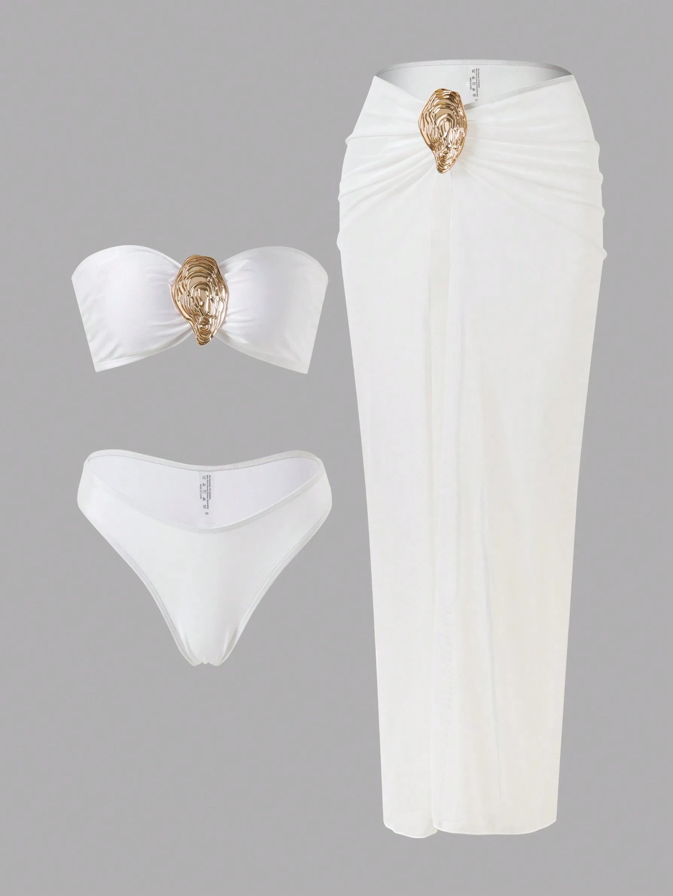 SHEIN Swim Oasis 3 Piece Beach Outfit Set For Women: Strapless Bikini