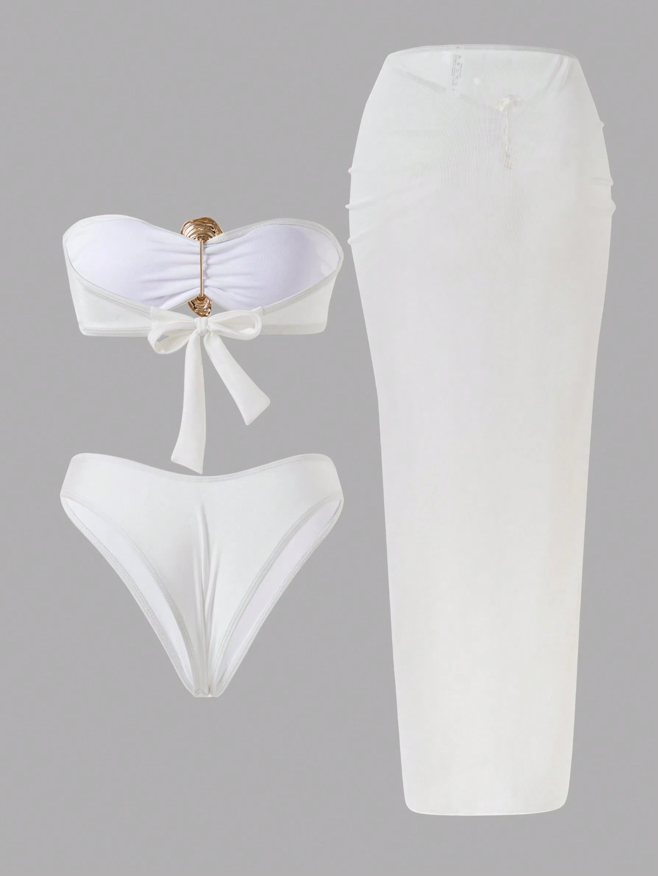 SHEIN Swim Oasis 3 Piece Beach Outfit Set For Women: Strapless Bikini - Image 2