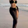 SHEIN Swim Oasis 3pcs Spring Break Solid Color Bandeau Bikini Set