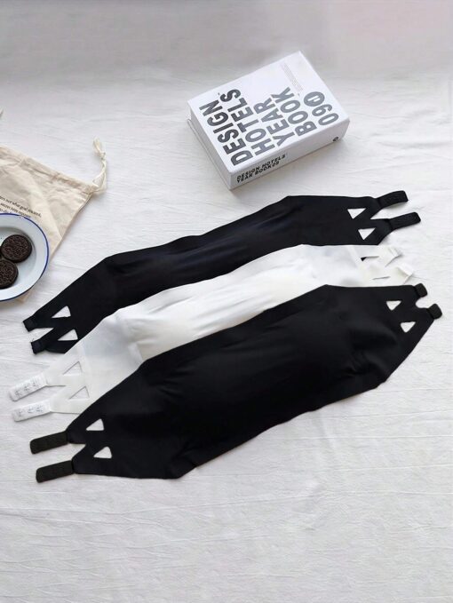 SHEIN Tween Girls Strapless One-Shoulder Seamless Ice Silk Tube Top Breathable Anti-Flash Snap Button Wireless Bra