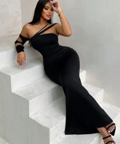 SHEIN VaVaBold Women's Asymmetric Neckline Mermaid Dress